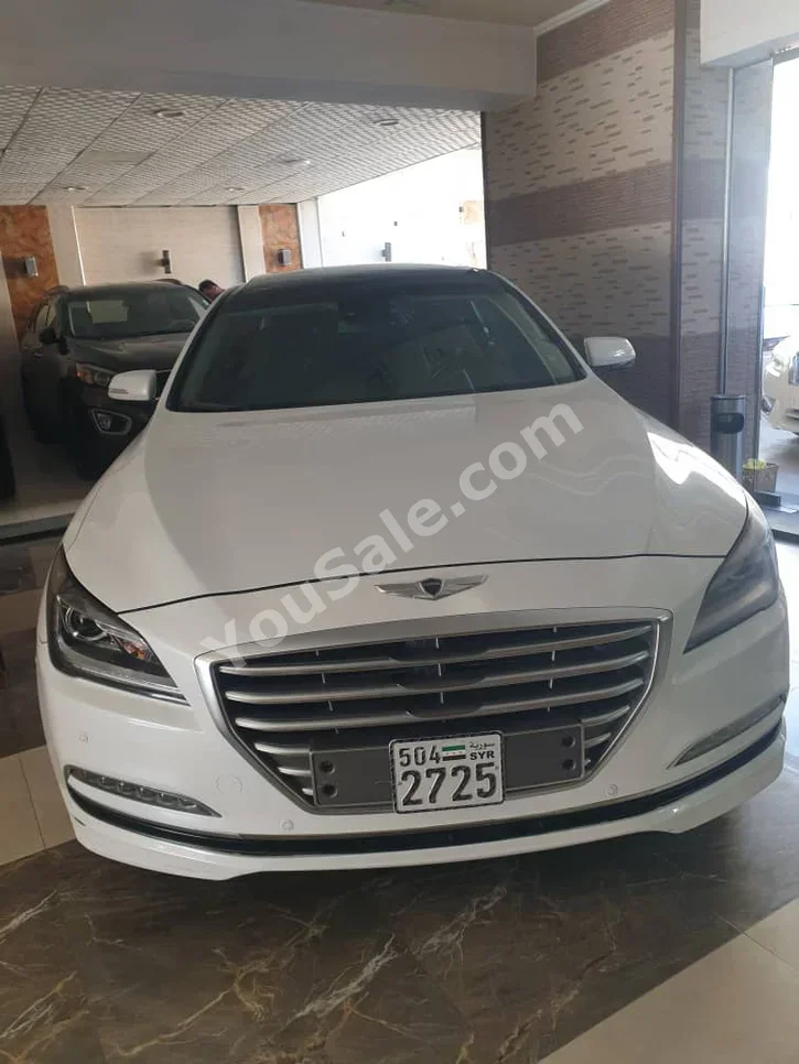 جينيسيس جي 80 2015 اتوماتيك 123,000 كم 6 سلندر دفع أمامي سيدان أبيض بنزين